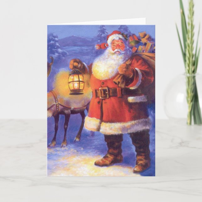 Cartão Papai Noel e suas renas (Frente)
