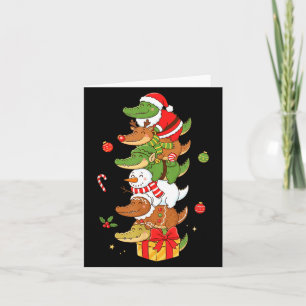 Cartão Papai Noel Elfo Boneco de Neve Jacaré Engraçado Na