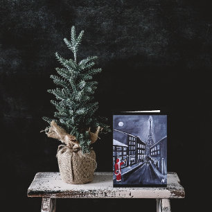 Cartão Papai Noel em Paris Pintura de Alfred Fox