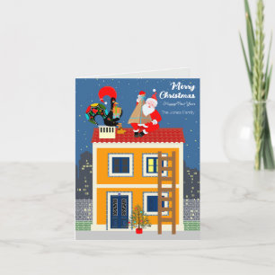 Cartão Papai Noel encontra o galo português