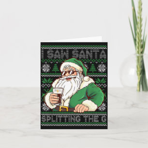 Cartão Papai Noel engraçado bebendo cerveja dividindo G a