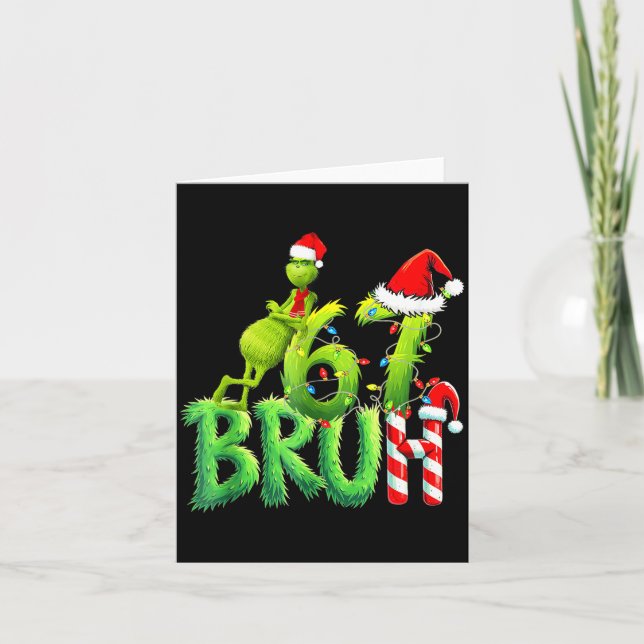 Cartão Papai Noel Engraçado Bruh Natal Meme 6 Presente Ho (Frente)