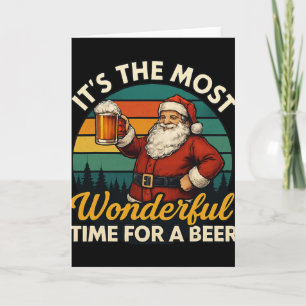 Cartão Papai Noel Engraçado Cerveja Natal Festa Retro Beb