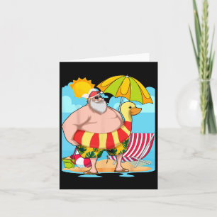 Cartão Papai Noel engraçado de verão havaiano tropical Na