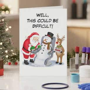 Cartão Papai Noel engraçado desenhando sangue flebotomist