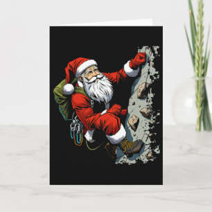 Cartão Papai Noel engraçado escalando rochas Natal Xmas B