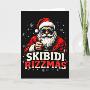 Cartão Papai Noel Engraçado Snowboard Natal Feriado Skibi