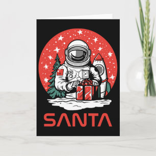 Cartão Papai Noel Espacial Astronauta Cosmos Apresenta C