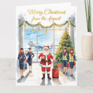 Cartão Papai Noel está no aeroporto