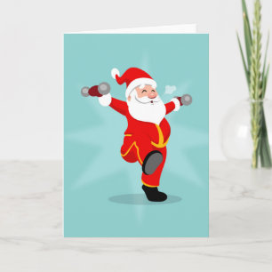 Cartão Papai Noel fazendo exercícios de fitness