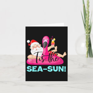 Cartão Papai Noel Flamingo Flutuador É A Sea-sun Natal