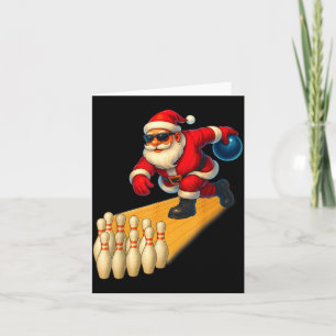 Cartão Papai Noel Fofo Jogando Bola de Boliche e Ns Jogad