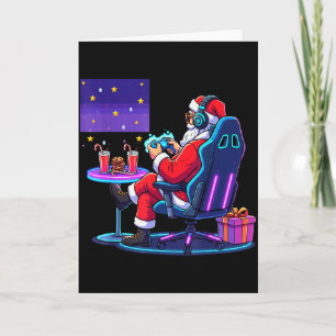 Cartão Papai Noel Gamer Legal Jogando Jogos Natal Garotos