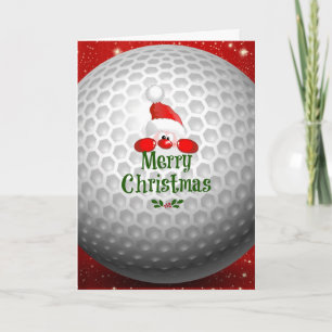 Cartão Papai Noel Golfista, saudações 'Feliz Natal'