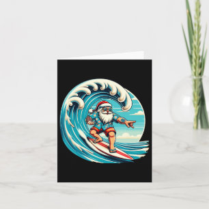 Cartão Papai Noel Havaiano surfando Natal Aloha Tropi