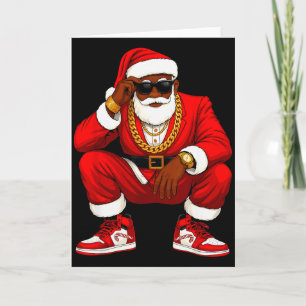 Cartão Papai Noel Hip Hop Homens Afro-Americanos Esquadrã