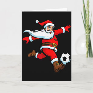 Cartão Papai Noel joga futebol Natal esportes mulheres ho