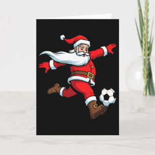 Cartão Papai Noel joga futebol Natal esportes mulheres ho