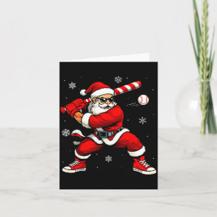 Cartão Papai Noel Jogando Beisebol Natal Divertido Natal 