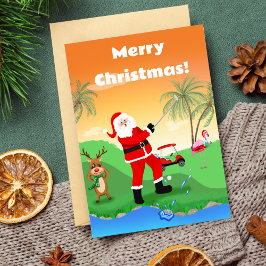 Cartão Papai Noel Jogando Fora de Obstáculo de Água no Go