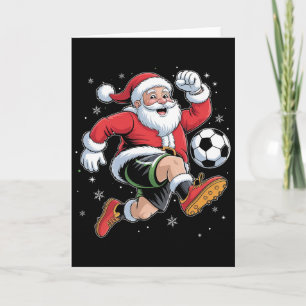 Cartão Papai Noel Jogando Futebol Natal Meninos Homens Cr