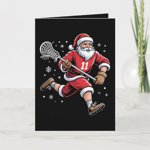 Cartão Papai Noel Jogando Lacrosse Natal Férias de Invern