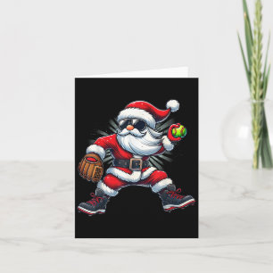 Cartão Papai Noel jogando softball como Tcher meninos ado