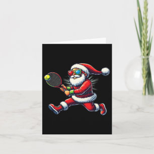 Cartão Papai Noel Jogando Tênis de Jogo Tênis Racket Chri