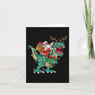 Cartão Papai Noel Montando Dinossauro T rex Veado Meninos