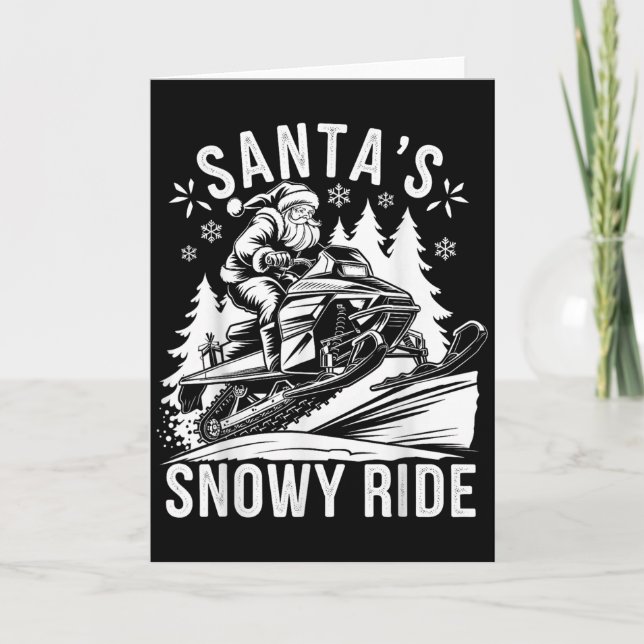 Cartão Papai Noel Moto de Neve Andando Motoneve Cristo Na (Frente)