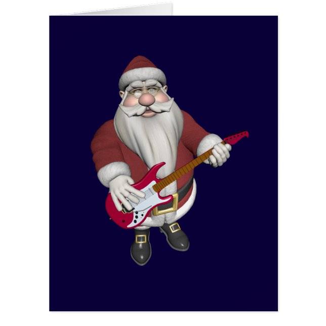 Cartão Papai Noel Musical com Violão Elétrico Vermelho (Frente)
