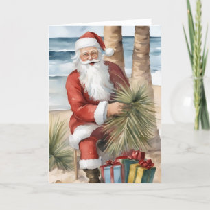 Cartão Papai Noel na Praia