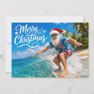 Cartão Papai Noel na Praia do Havaí para o Natal