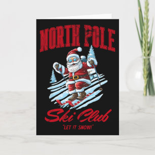 Cartão Papai Noel Natal Neve Esquiando No Pólo Norte