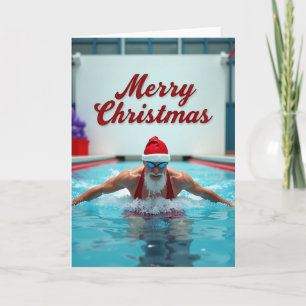 Cartão Papai Noel Natando Feliz Natal