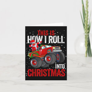 Cartão Papai Noel negro americano de caminhão monstro C