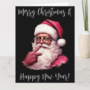 Cartão Papai Noel Negro, Muita energia, travesso, Papai N