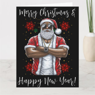 Cartão Papai Noel Negro, Muita energia, travesso, Papai N
