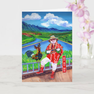 Cartão Papai Noel no Paraíso Kauai Mele Kalikimaka Natal