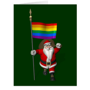 Cartão Papai Noel orgulhoso com bandeira do arco-íris