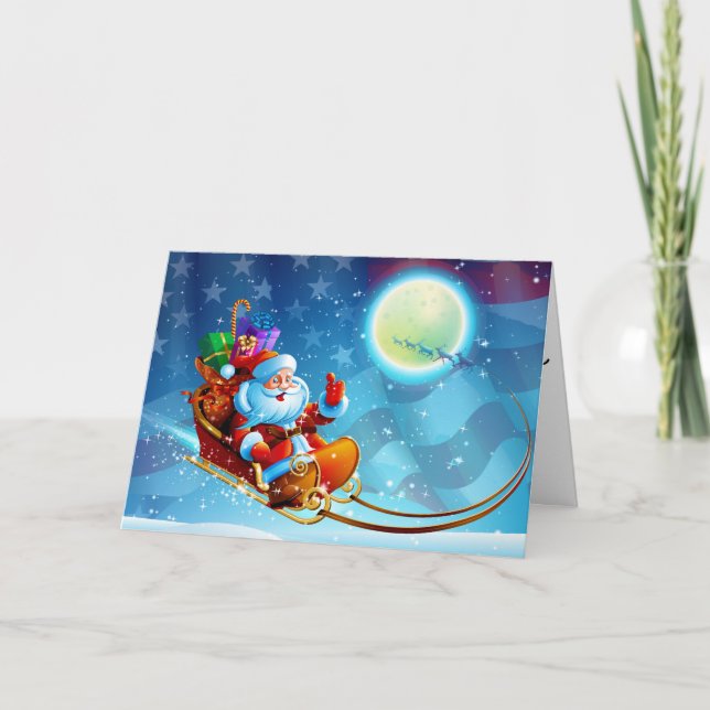 Cartão Papai Noel Patriota Deus Abençoe a América Versão (Frente)