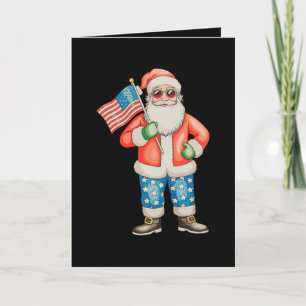 Cartão Papai Noel Patriótico Natal Americano 4 de Julho