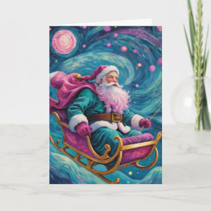 Cartão Papai Noel Personalizado da Noite Estrelada