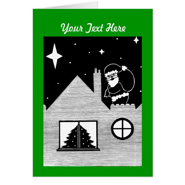 Cartão papai noel preto e branco com Natal do saco (Frente)