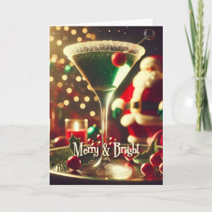 Cartão Papai Noel Retro dos Anos 50 Martini Verde de Nata
