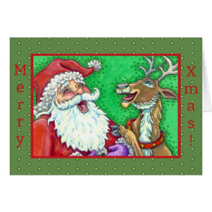 Cartão Papai Noel RISADA & RENA Knock KNOCK Piadas Verso