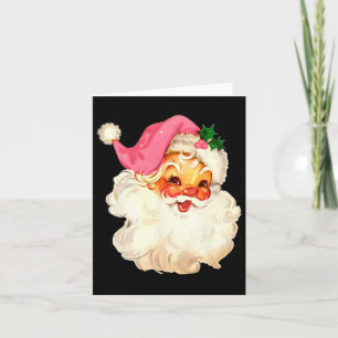 Cartão Papai Noel Rosa Rosto de Natal Antigo Xmas Vintage