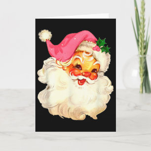 Cartão Papai Noel Rosa Rosto Natal Antigo Xmas Vintage P