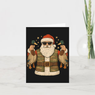 Cartão Papai Noel Segura Caça ao Pato Mallard Natal Pijam
