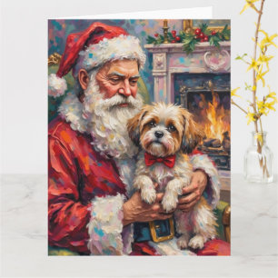 Cartão Papai Noel segurando a arte de Natal do Malti Tzu